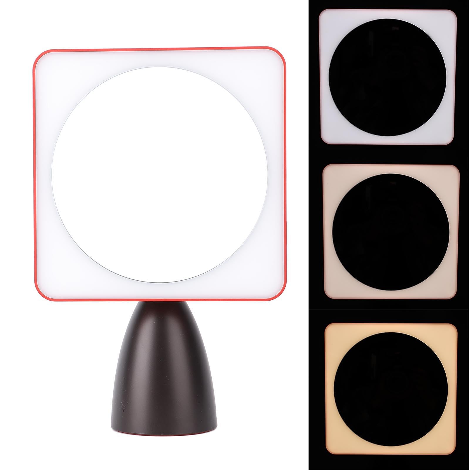 Specchio di cortesia da scrivania a LED compatto con ampia area di illuminazione per gli amanti del trucco (rosso nero)