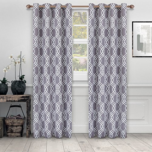 Superior Ribbon Blackout Grommet Curtain Panel Set, Thermal Insulated, Light Blocking, Room Darkening Curtains, Window Decor For Bedroom, Living Room, Nursery, 2 Panels, 52" W X 108" L, Silver #TOP4