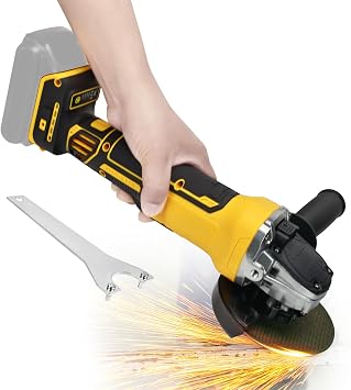 Cordless Angle Grinder for Dewalt 20v Batteries, 6600RPM Brushless Electric Grinder, 4 Variable Speed Metal Grinder for 4.9Wheels with Adjustable Auxiliary Handle for Cutting, PolishingNo Battery