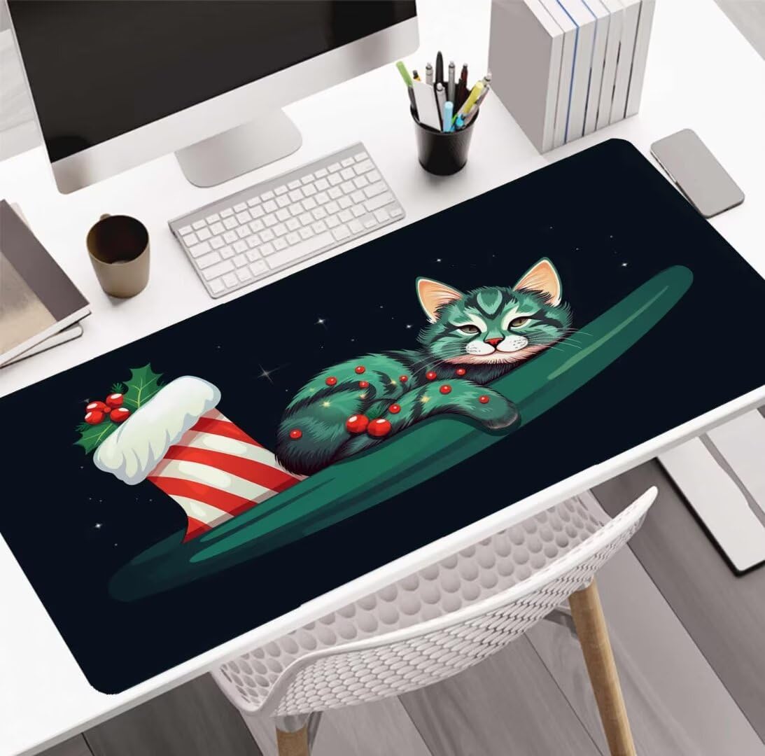Alfombrilla Ratón Cat Art, Mousepad Alfombrilla Raton Gaming XXL 1400x700x4mm Mouse Desk Mat Gamer para Gaming, Tapete Escritorio Mujer Almohadilla Raton, Mouse Pad Base de Goma Antideslizante S-140