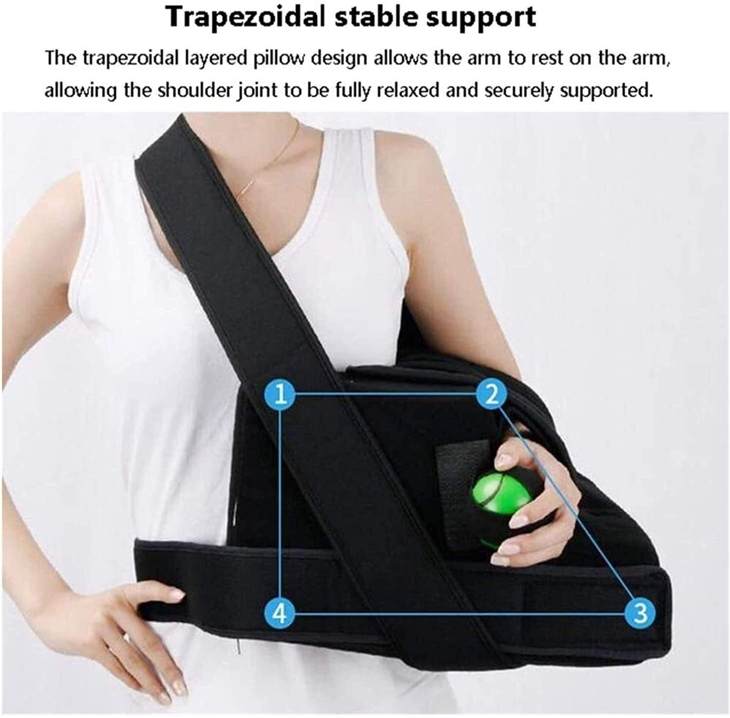 Cabestrillo portátil para Brazo, inmovilizador de Hombro Ajustable, Soporte para Manguito rotador, Soporte para Hombro, Almohada de abducción para Brazo Izquierdo Derecho, Reduce el Dolor/f