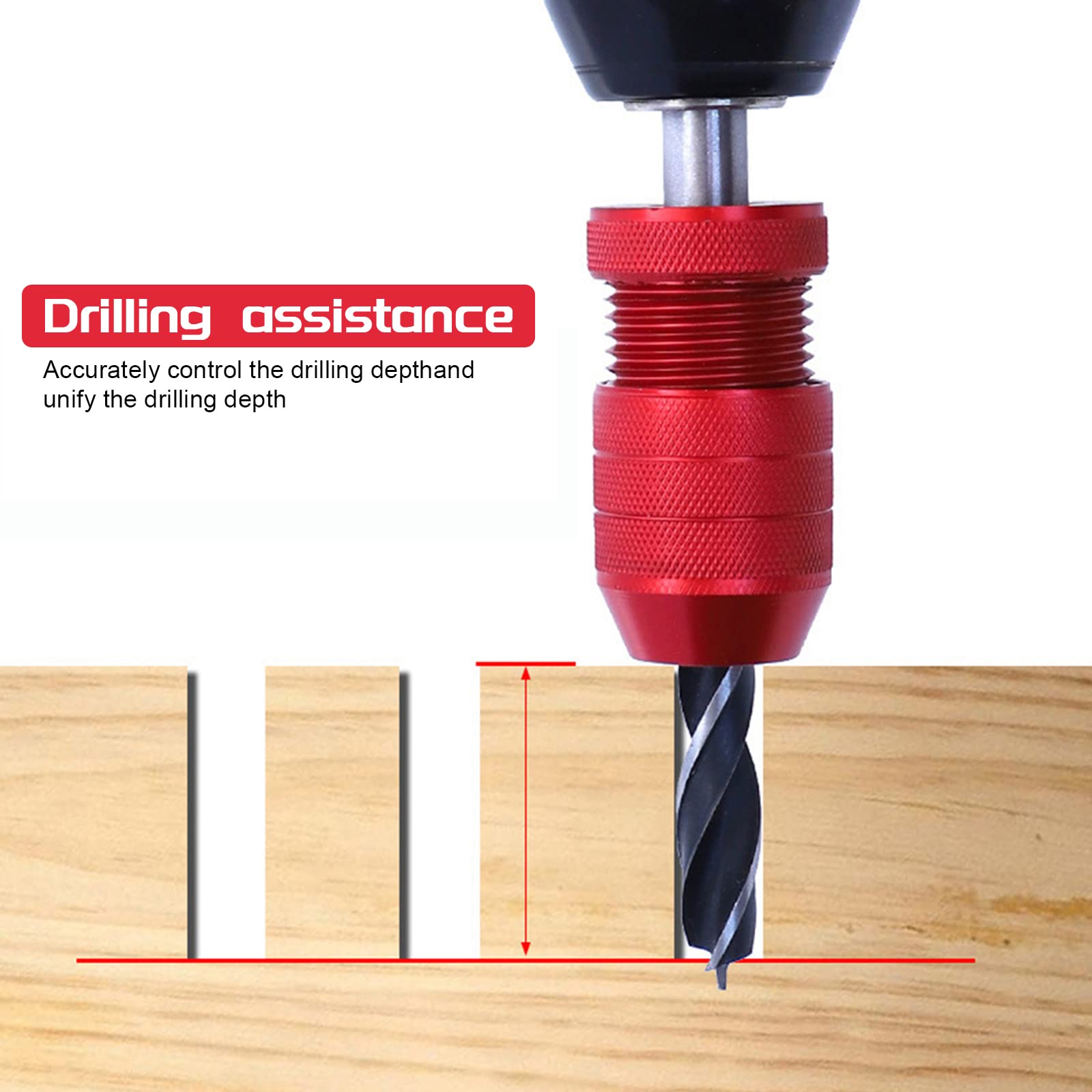 Butée de Perçage Profondeur pour foret Ø 6-11 mm et Ø 2-5 mm, Colliers de butée de profondeur réglables, positionnement de limiteur de profondeur, foret profond pour foret à bois et foret hélicoïdal