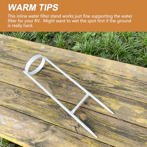 Image of RV Water Filter Stand - Powder-Coated Iron Holder - Keeps Inline Filters Upright & Off the Ground - Prevents Hose Kinking & Tangling - Easy Tool-Free Setup - Rust-Resistant Exterior