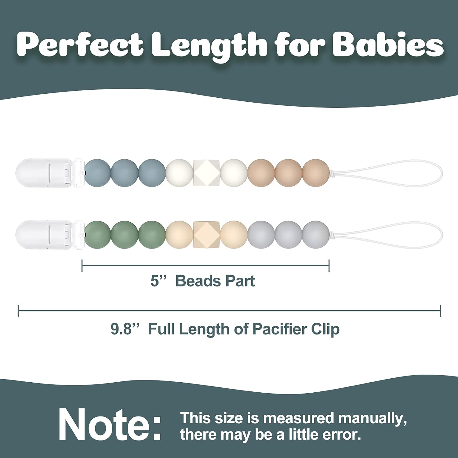 Paci Clip Holder Soothie Binkie Clips, Silicone Teether Clip Toy Baby Pacifier Leashes & Cases Pacifier Clip Soothie for Baby, 2 Pack Pacifier Holder Clip (Drak Green, Bluish Grey) : Baby