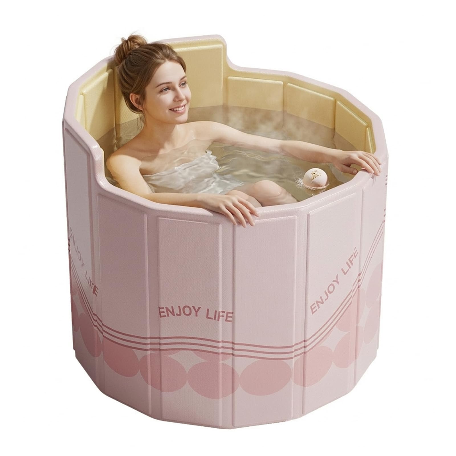 Bañera Plegable para Adultos, 80x70 cm (An x Al) Bañera Portátil con Respaldo Ergonómico en C Cubeta de Hielo para Recuperación Deportiva y Baños Calientes para Duchas Pequeñas Exterior y Spa en Casa