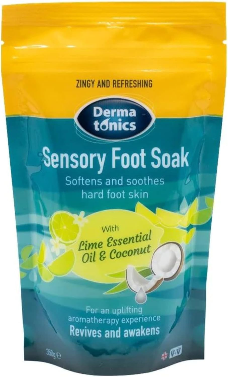 Dermatonics Sensory Foot Soak | Softens and Soothes Hard Foot Skin | With Lime Essential Oil and Coconut | Revieves and Awakens | Suitable for Vegans | 350 g Dermatonics Sensory Foot Soak | Softens and Soothes Hard Foot Skin | With Lime Essential Oil and Coconut | Revieves and Awakens | Suitable for Vegans | 350 g