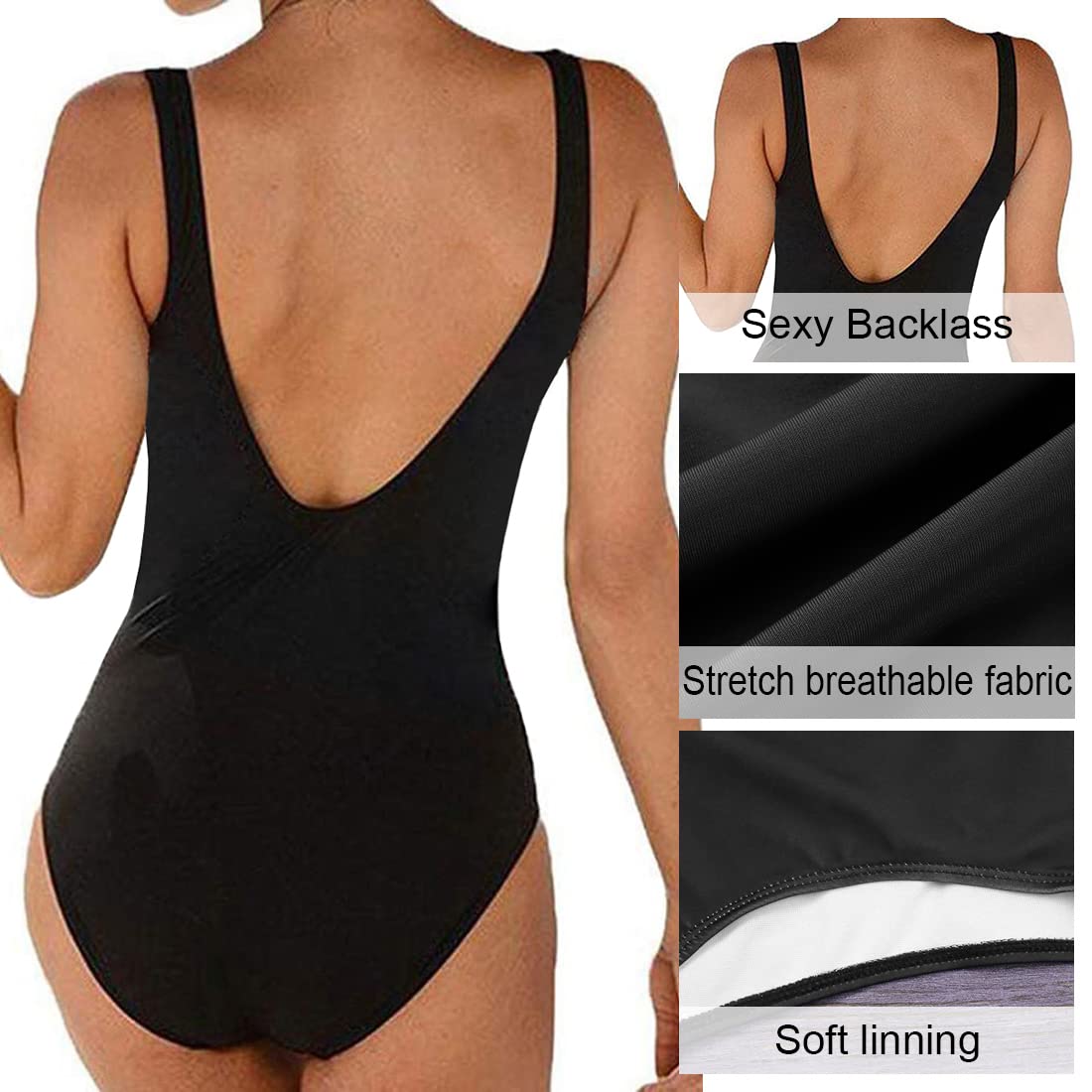 Costumi Interi Donna, One Piece Costumi da Bagno Push Up Trikini Imbottito Backless Swimsuit Pin Up Costume Bohemian Beachwear