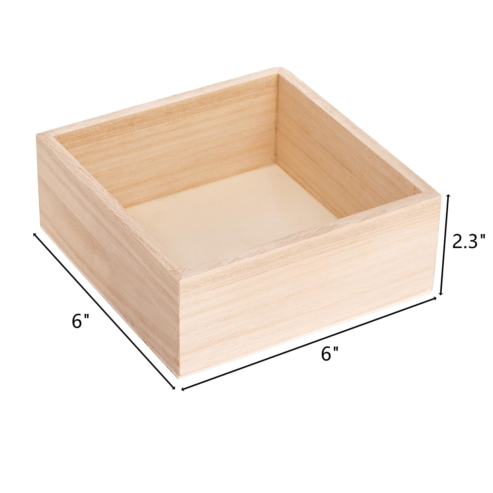 Frcctre 8 Pack Unfinished Wooden Box, 6 x 6 Inch Square Rustic Wooden Box Storage Organizer Boxes Small Wood Boxes for Crafts, Centerpiece, Home Decor, Storage, Collectibles, Succulent, Drawer