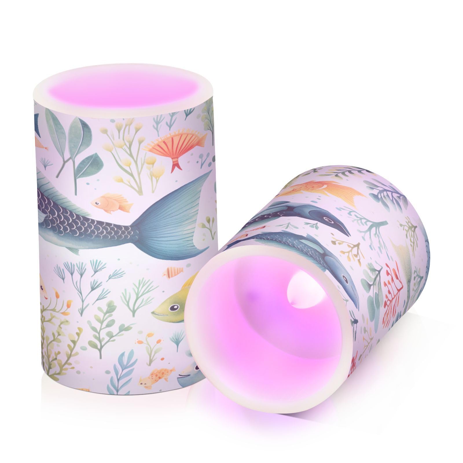 ALAZA 3633-fish Flickering Flameless Candles Battery Operated with Remote Timer,Tea Light Candles LED Pillar Votive Candles Set of 2 for Outdoor Indoor Decorations