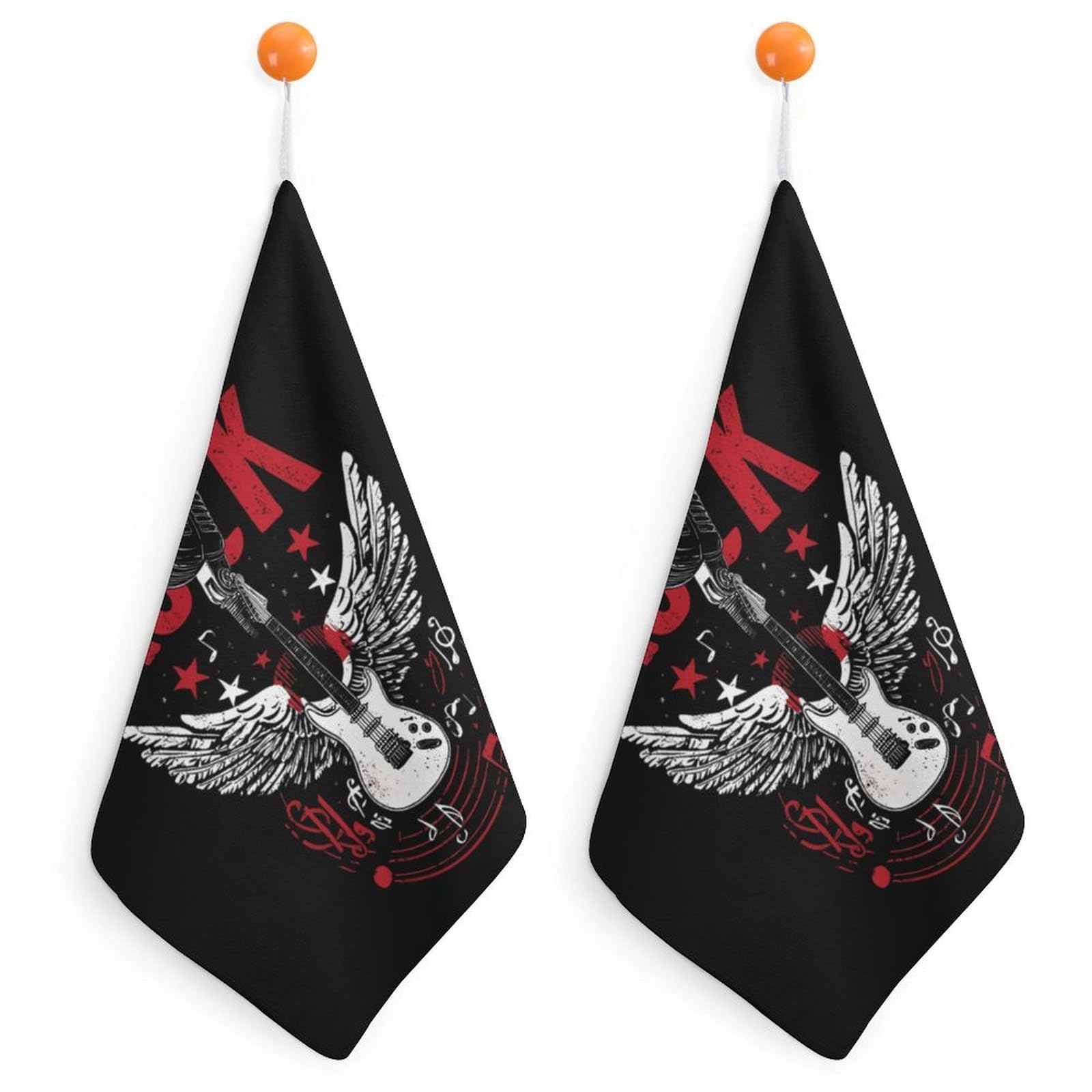 CGSBNGHA Rocks-Music Guitar Hand Towel Hanging Face Towels Cleaning Cloths Handkerchief for Bathroom Kitchen