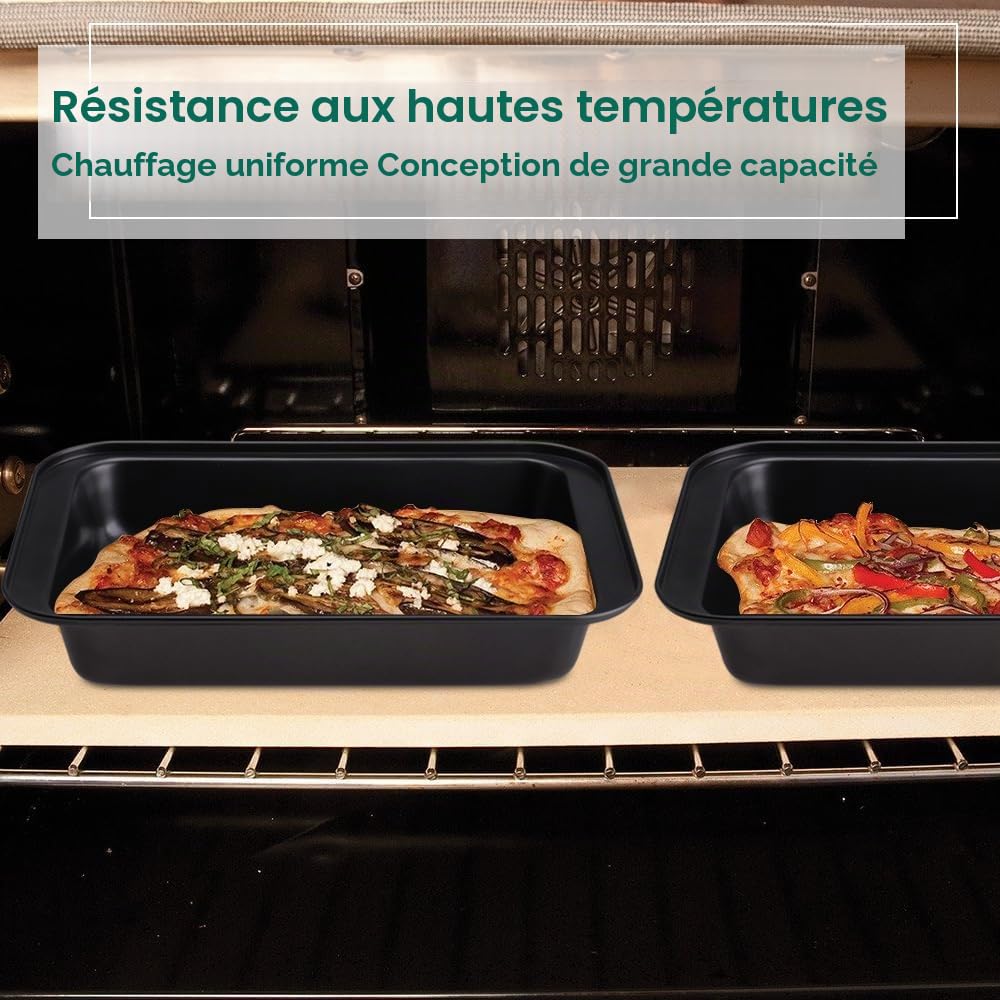 4 Pièces Plat Four Antiadhésif Plat Four Rectangulaire Profonde 31,5 x 22 x 5cm Empilable Plaque De Cuisson Four Facile à Nettoyer Pour La Cuisson De Biscuits, Gâteaux, Viandes et Légumes