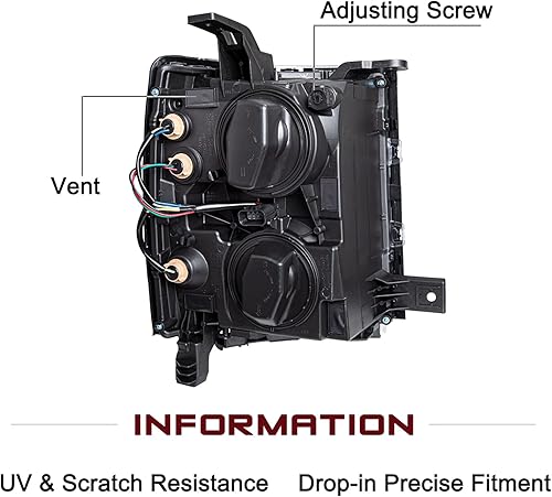 Miniatura 3 de JSBOYAT Conjunto de faros delanteros halógenos de repuesto para Chevy Silverado 1500 2014 2015, camioneta estilo equipo original, par del lado del