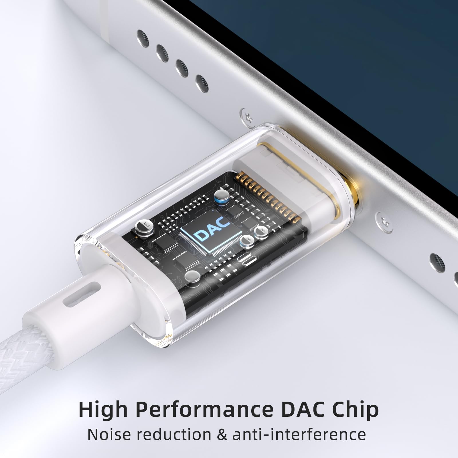 Xumee Cable auxiliar USB C a 3,5 mm, cable de audio auxiliar a USB C con DAC integrado (16 bits/48 kHz), trenzado de algodón, conectores chapados en oro, para iPhone 15/16/17, Samsung Galaxy y más