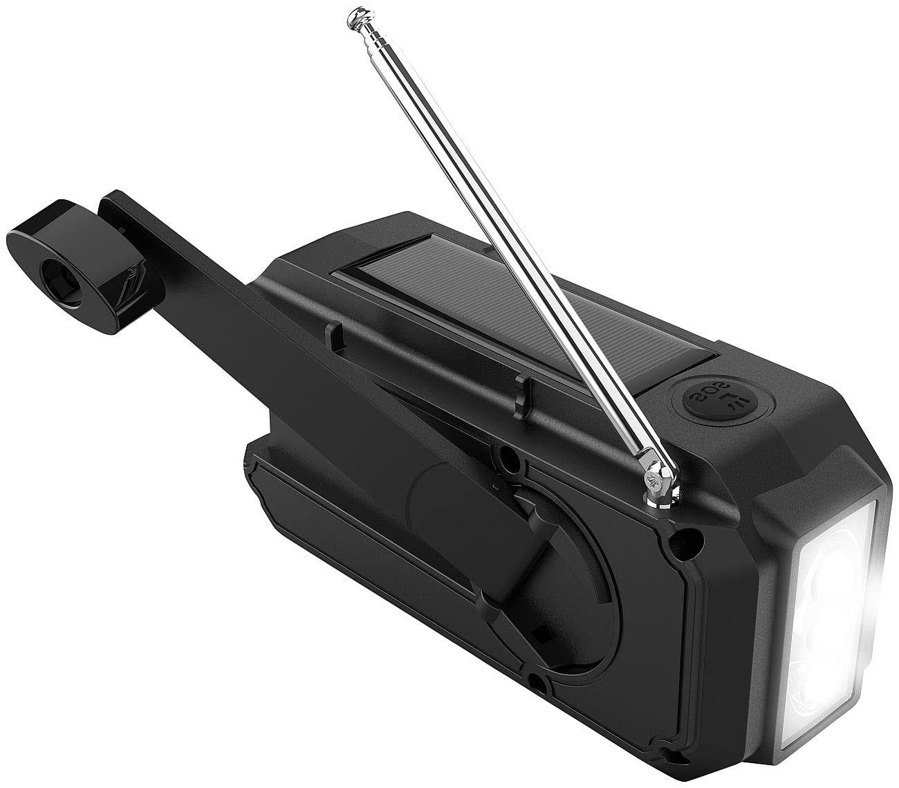 infactory Solar Radio Kurbelradio: Solar- und Dynamo-Kurbel-Radio mit LED-Licht, SOS, Powerbank-Funktion (Kurbelradio mit Solarpanel, Notfallradio Kurbel &, Mini)