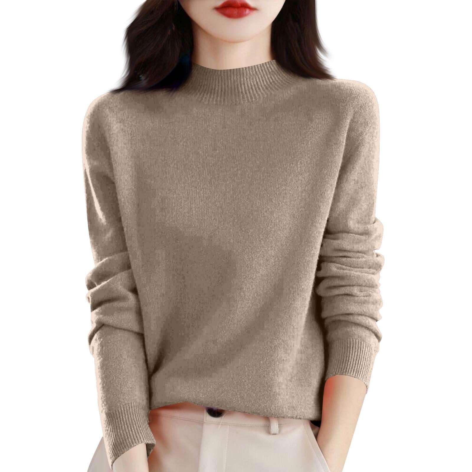 Cashmere Sweaters for Women 2025 Long Sleeve Mock Neck Casual Tops Fall Winter Lightweight Wool Sweater Pullover