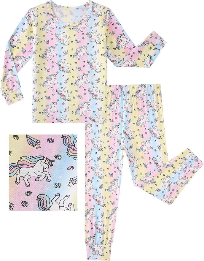 ZEBZOO Viscose From Bamboo Pajamas Baby Girls PJs Toddler Pajama Kids Sleepwear Unicorn Long Sleeve 2-Piece Set 6 Years - image 1