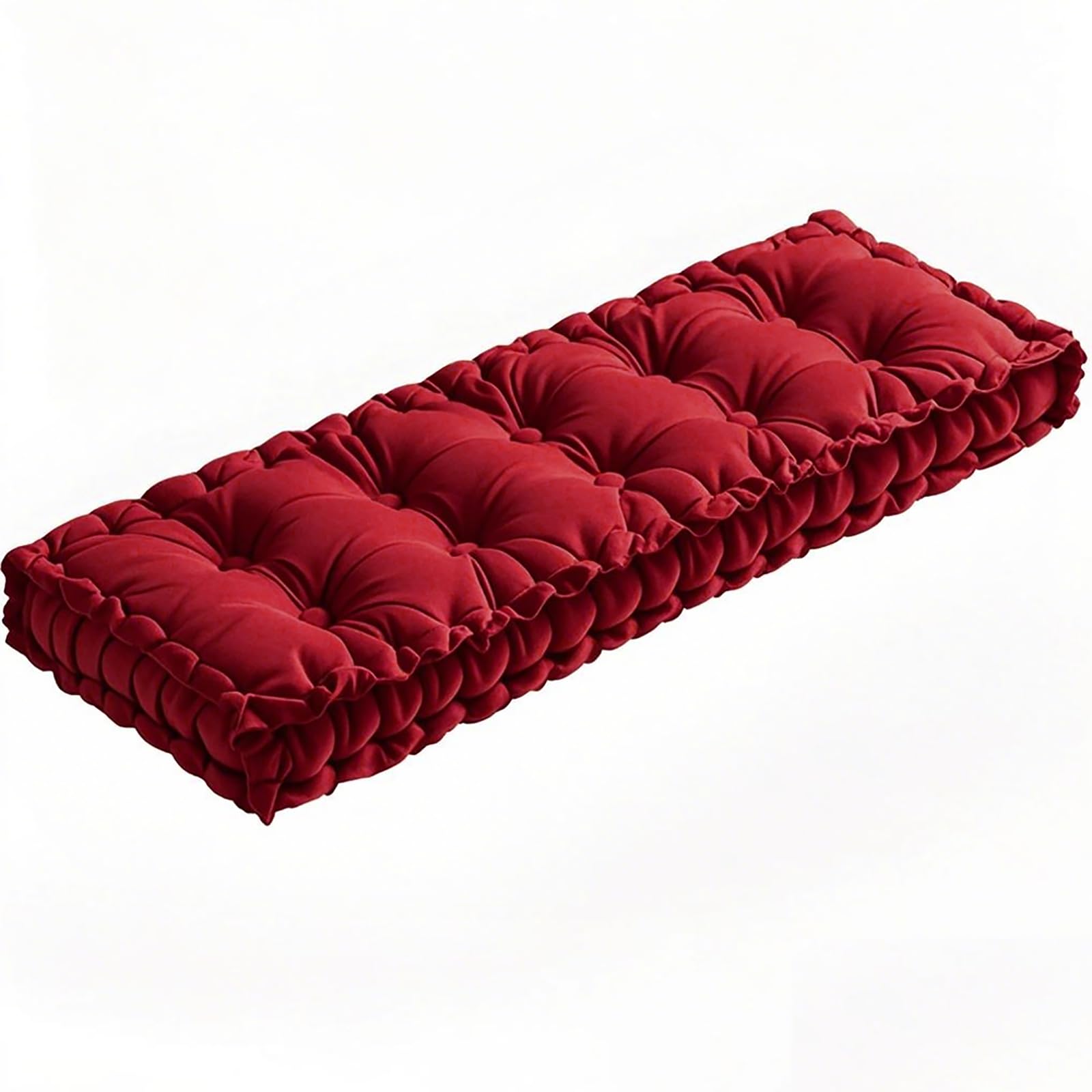 Floor Pillow Cushion for Home Decor, Seating, Tufted Corduroy Cushions for Balcony Outdoor Tatami Living Room (Red, 42" W x 16" L x 4" H)
