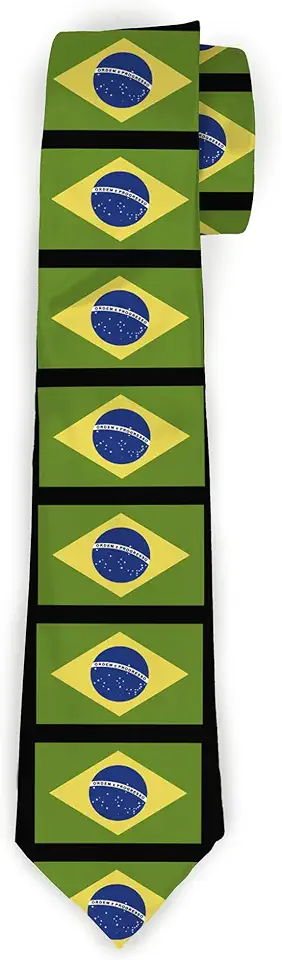 Gravata, gravata, bandeiras do Brasil, comprimento padrão, Verde, 58" x 4"