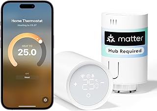 Meross Matte Radiator Thermostat WLAN Heating Thermostat Requires Extra Hub Smart Thermostat Wireless Thermostat Head Comp…