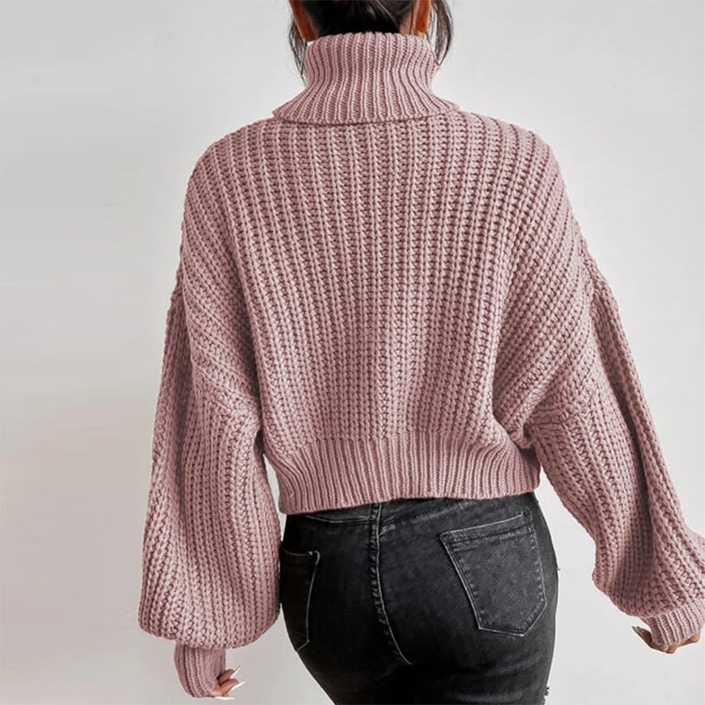 ZOCANIA Women Turtleneck Sweater Long Sleeve Soft Casual Loose Ribbed Knit Solid Pullover Sweater Tops - Image 2