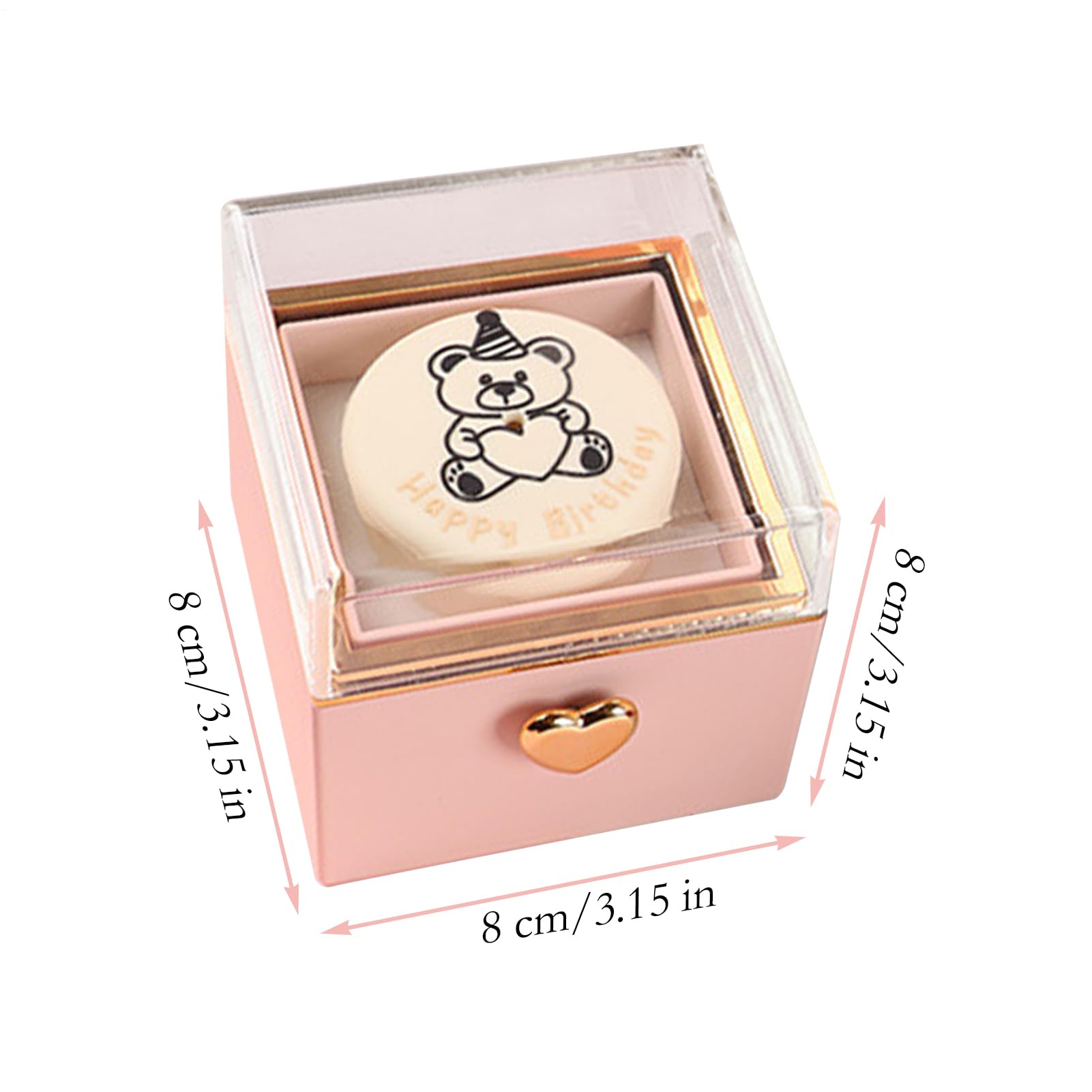 Generisch Ring Box, Rotating Reversible Bear Cake Jewelry Holder, Unique Display Storage Rings, Earrings, Accessories, Idea 3.15x3.15x3.15 inches for Women, Men, Birthday