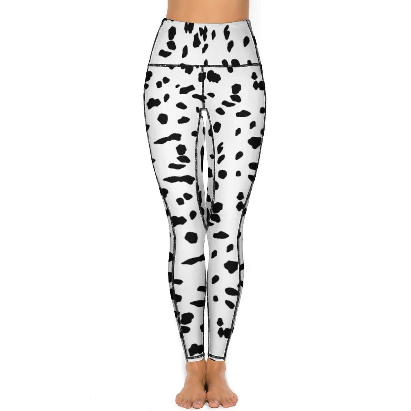 Ykklima Women High Waisted Leggings Dalmatian Dog Print Yoga Pants Tummy Control for Workout Running Cycling Sports