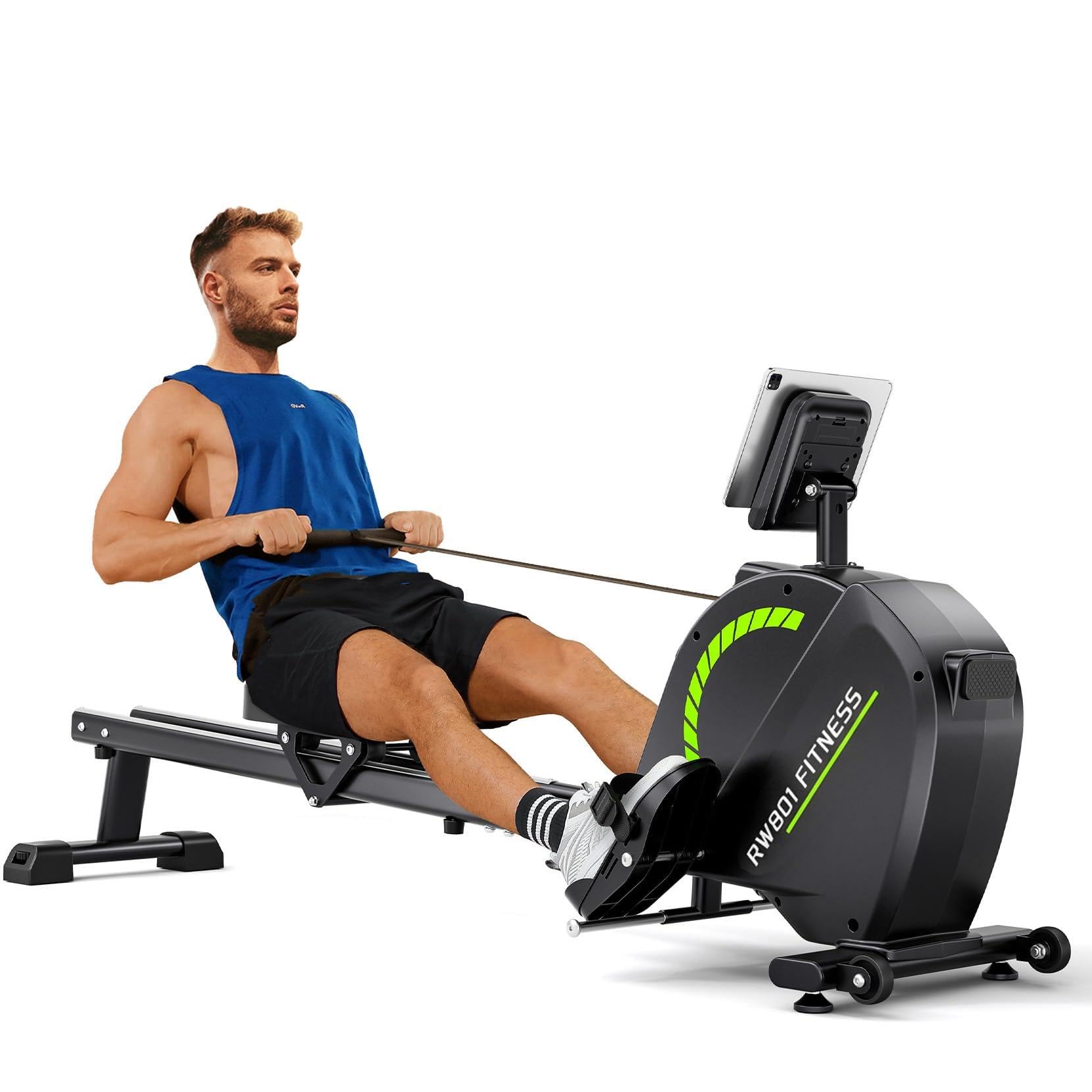 Dripex Magnetic Rowing Machine,Rowing Machines for Home,16 Levels Quiet Rower,Foldable Rowing Machine,Dual Rails,130kg Capacity,Bluetooth LCD,Full Body Workout,Indoor Rower for Small Spaces UK