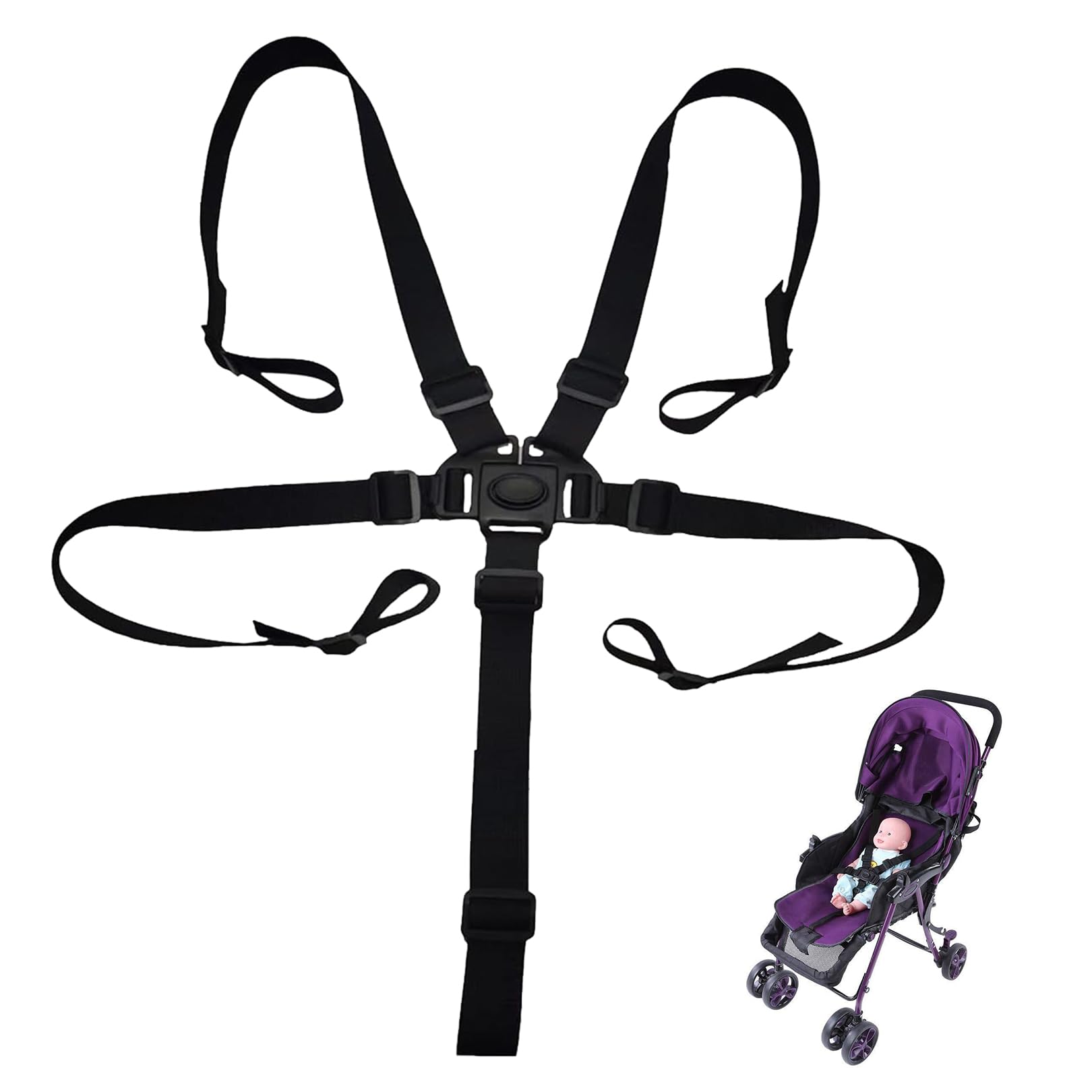 5 Punkt Gurt Hochstuhl für Tripp Trapp Hochstuhl für Tripp Trapp Zubehör Kinderwagen,Verstellbare 5 Punkt Gurt Kinderwagen zum Kinder Bollerwagen,Babyhochstuhl Zubehör (Schwarz)