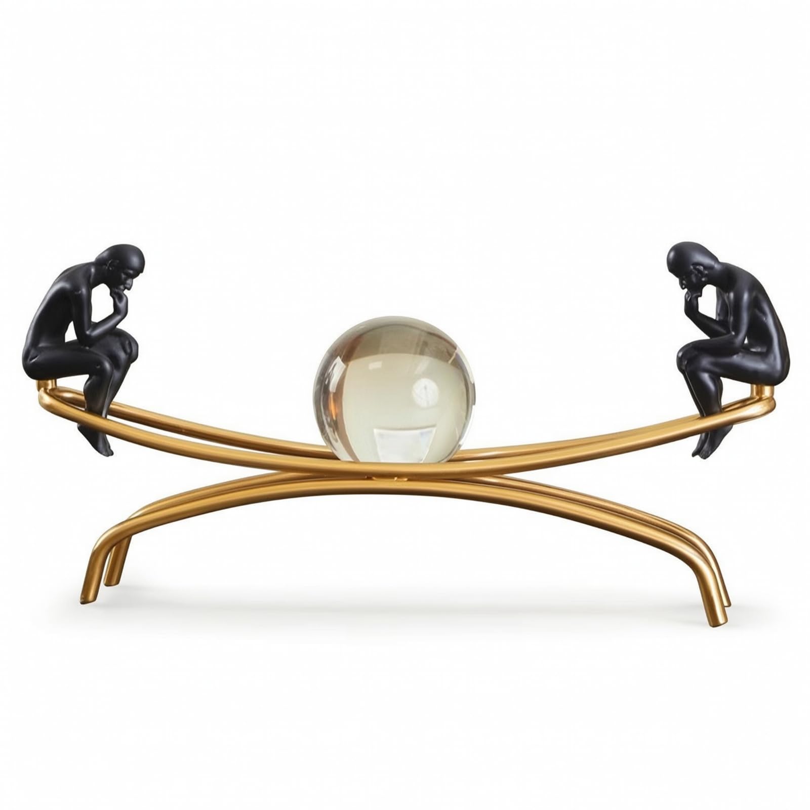 Soprammobile con Sfera di Cristallo Dorato Scultura con Sfera di Cristallo Moderno Figura da Tavolo per Amanti Del Design D'interni, Ufficio, Ingresso