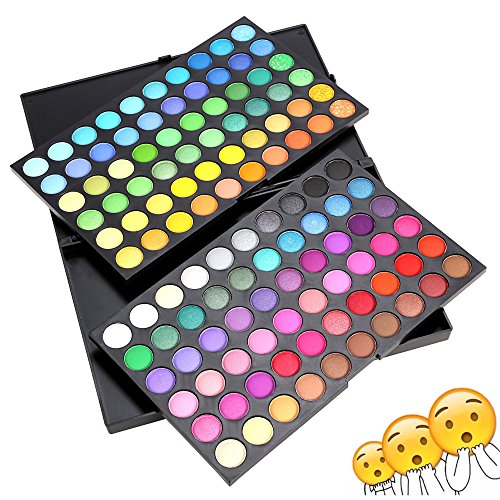 Kissemoji Ultimate 120 Colours Matte and Shimmer Eyeshadow Eye Shadow Palette Makeup Kit Set Make Up Professional Box(Natural Nude and Neon Combination,4.4 Ounce)