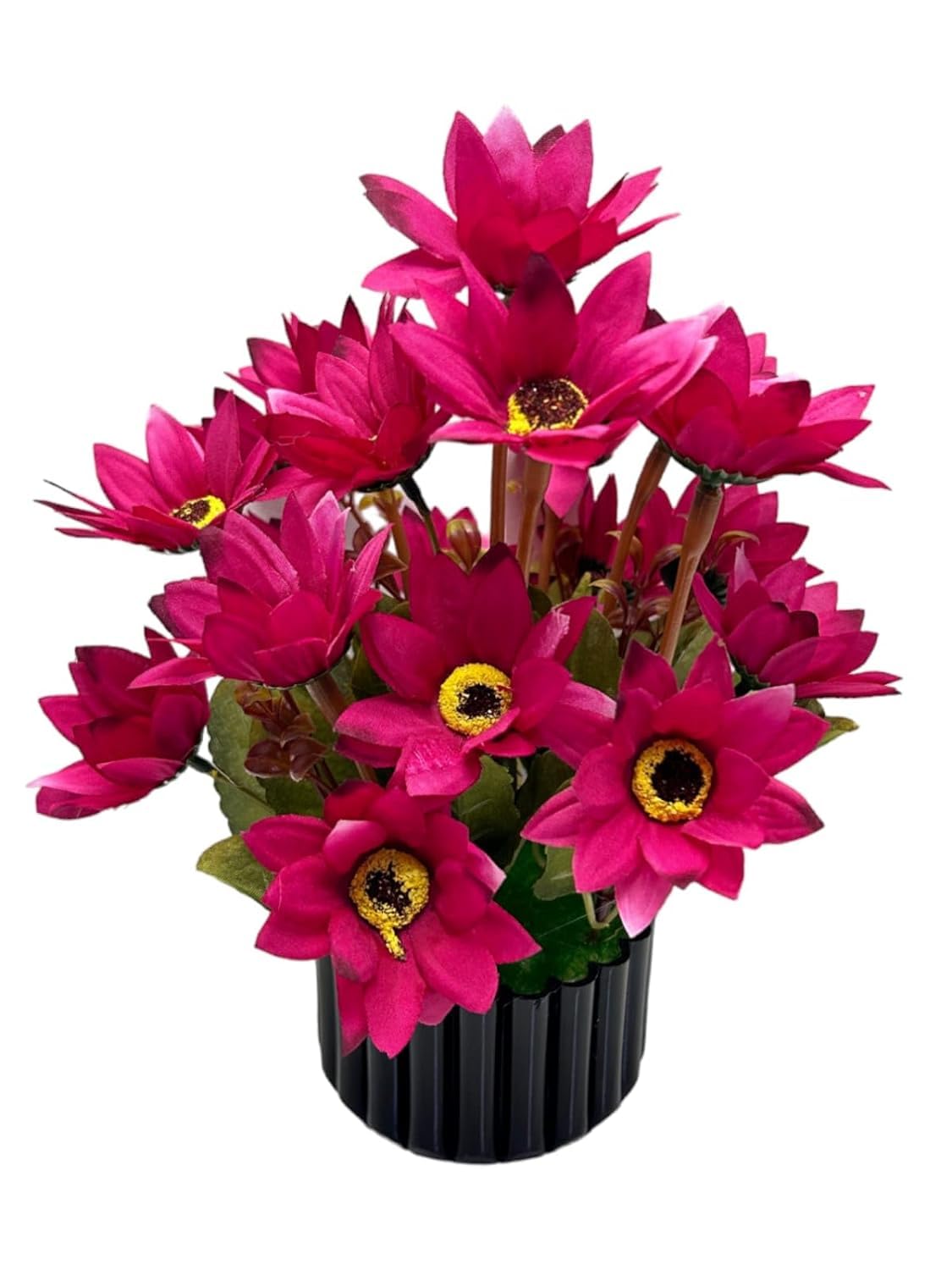 Olive Trees Artificial Sunflower Bunch with Plastic Pot | Plastic Flower for Home, Bedroom, Living Room, Office, Wedding, Gifts Decoration (Pink)