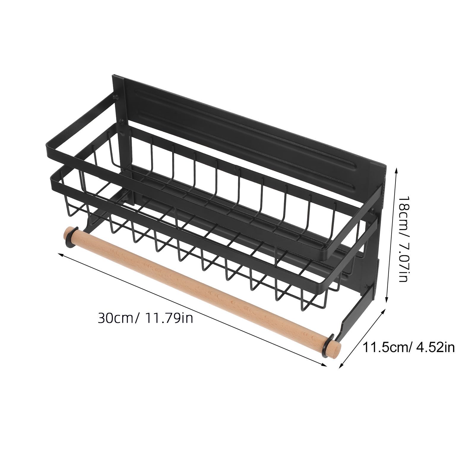 Scaffale Magnetico per Spezie da Frigorifero in Acciaio al Carbonio Nero
