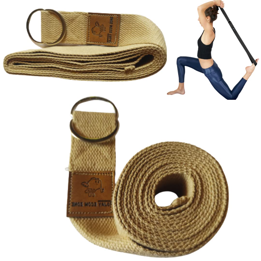 Gjay Ecom Zone 8 Feet Length Cotton Yoga Strap/Yoga Belt Stretch Bands with Extra Safe Adjustable D-Ring Buckle,Durable and Comfy Best for Daily Stretching,Physical Therapy,Fitness (Biscuit Color) (B0C1BNF3G2) Amazon Price History, Amazon Price Tracker