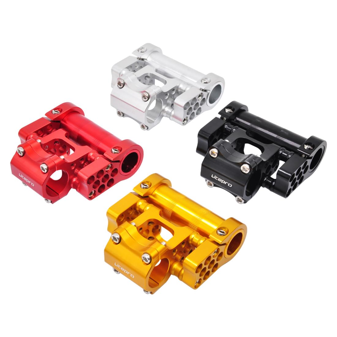 Attacco Doppio Per Manubrio Bici - Lega Alluminio 25,4 Mm (Argento) - Foto 3