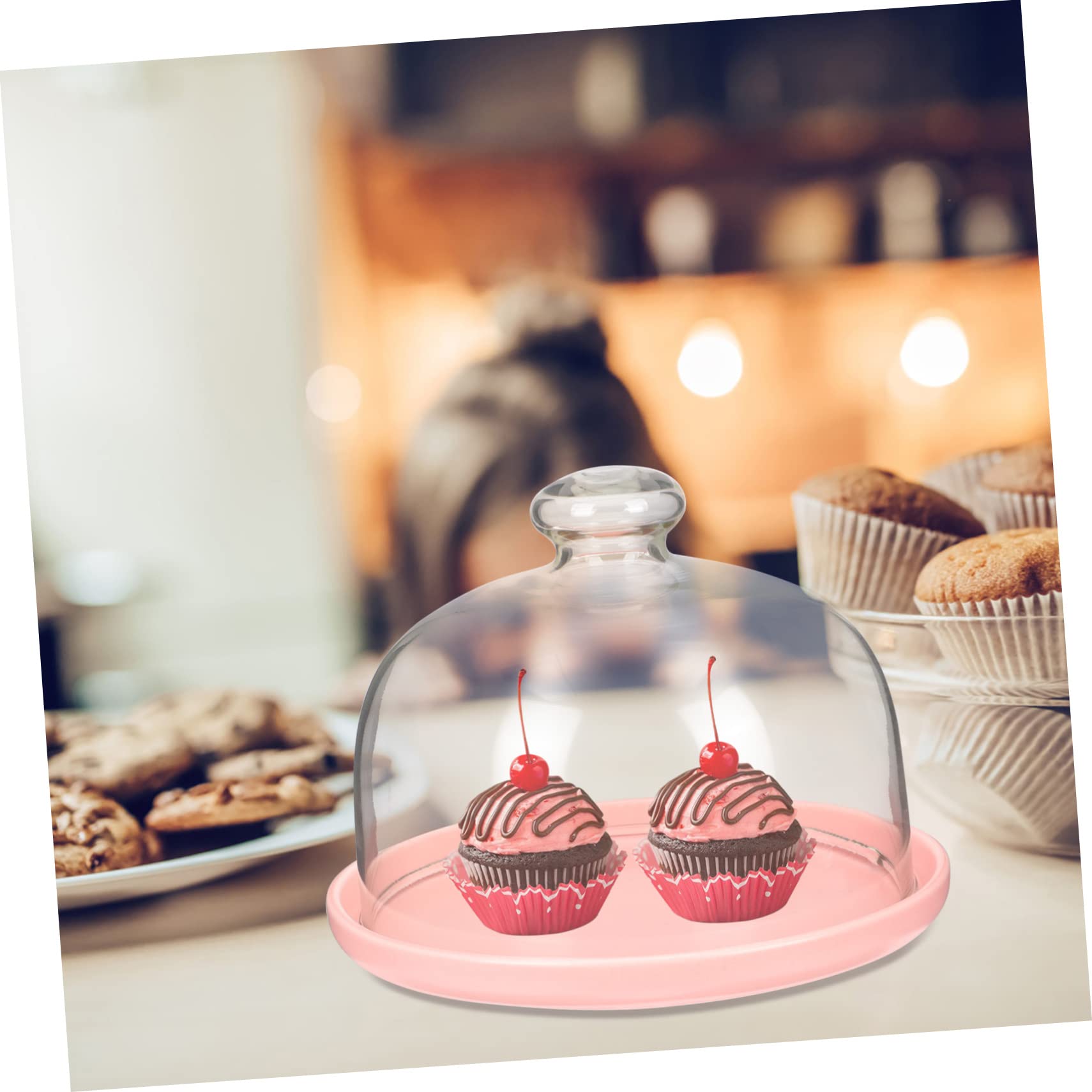 Piatto per Torta in Vetro e Ceramica con Cupola, Set 1 Pezzo