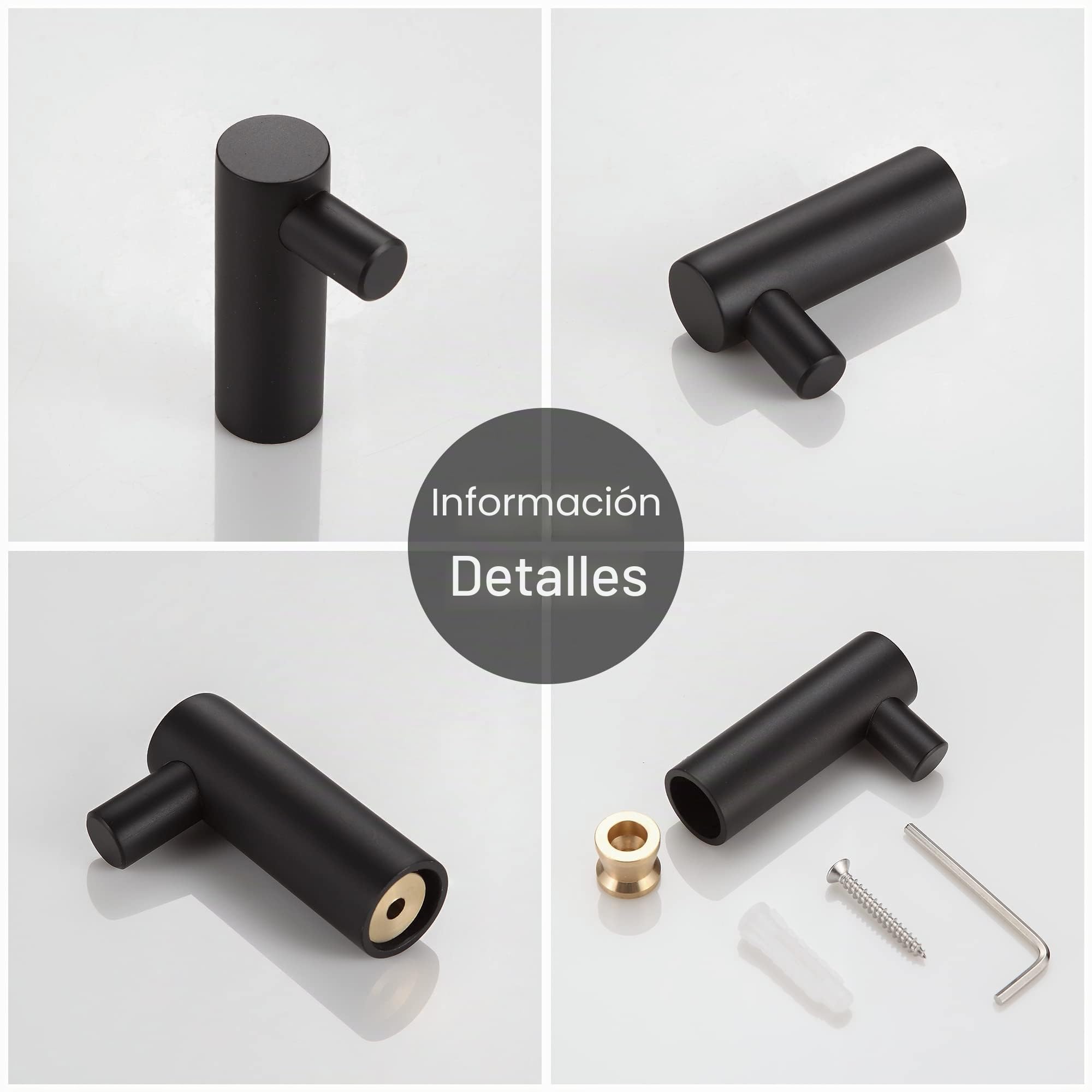 BVL Ganchos de toalla negros, 5 paquetes de ganchos para abrigos montados en la pared, 304 ganchos de acero inoxidable para baño y cocina