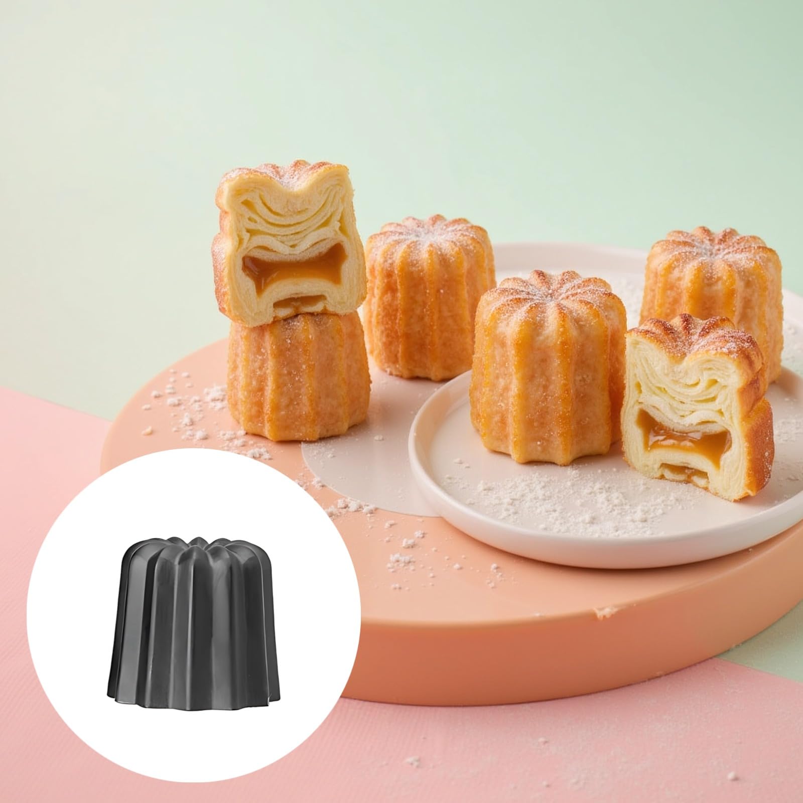 Generisch 5 Stk. Cannelés-Backformen, einteiliges Aluminium-Kuchenform-Set, nahtlose Madeleine-Formen zum Backen, mit Antihaftbeschichtung, leichtes Lösen, für Torten, Gebäck und feine Backwaren