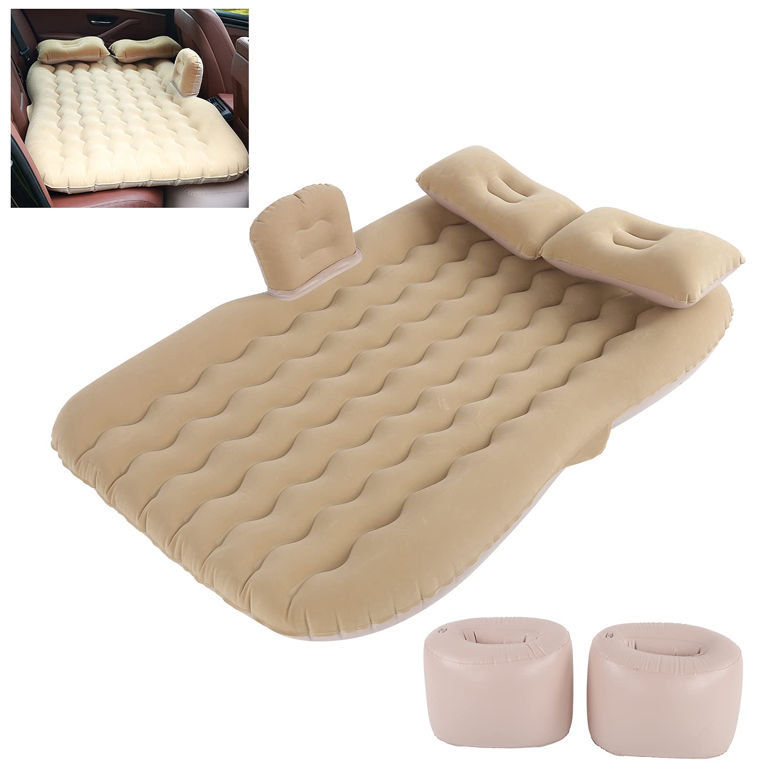 Materassino Auto con Blocchi di Sicurezza, 132 X 80 Cm per Viaggi | Materiale floccato in PVC, compatibile con berline, SUV, uso esterno