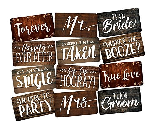 PHOTO BOOTH PROP 6 PC SET DOUBLE SIDED, Wedding Prop Signs perfect for DIY Photo Booth Great for Photo Booth Rentals. Fun Wedding Photo Booth Props Guests Will Love!