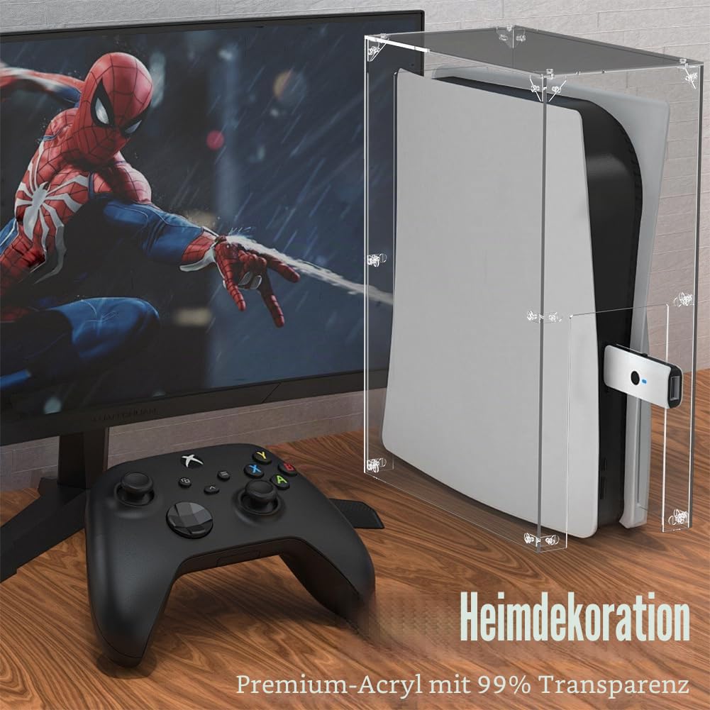 Staubschutz aus transparentem Acryl für PS5-Konsole, staubdicht, kompatibel mit Playstation 5-Standard und Digital, 30 cm B x 16 cm T x 40 cm H