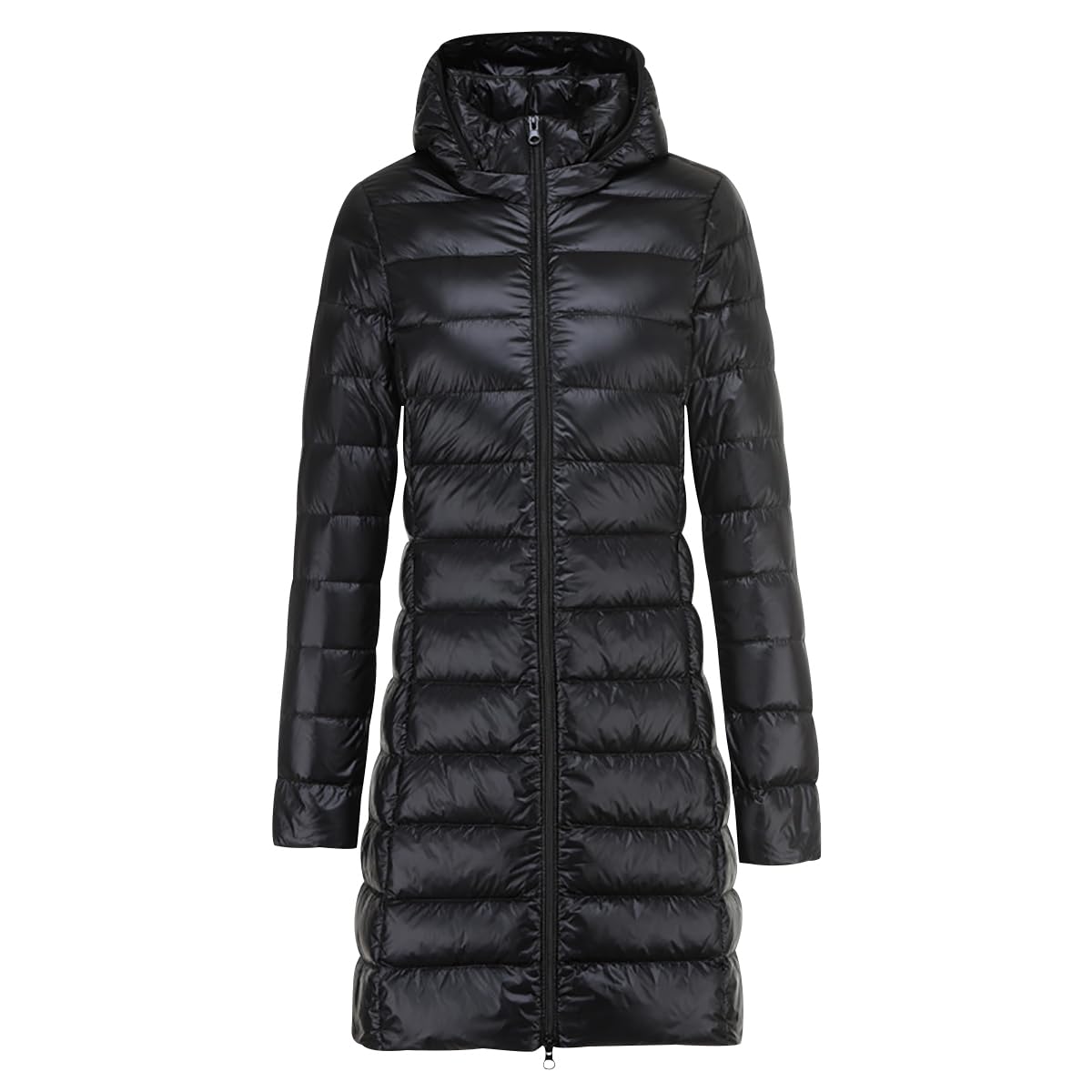 Plumifero Ultraligero Mujer Largo Abrigo Acolchado con Capucha Extraíble Chaqueta Larga y Ligera de Plumón para Mujer Abrigo Ajustado Ropa de Abrigo Impermeable Invierno Cálido Senderismo