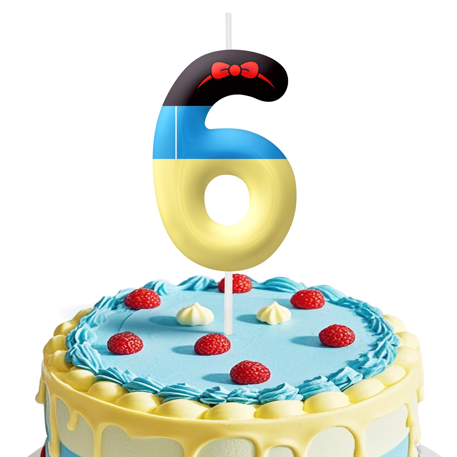 White Cartoon Birthday Candles, Number 6 Candle White Themed Birthday Party Supplies, 2.4 inch Birthday Candles for Cake Topper Party Decorations, Birthday Decorations for Boys Girls (Number 6)