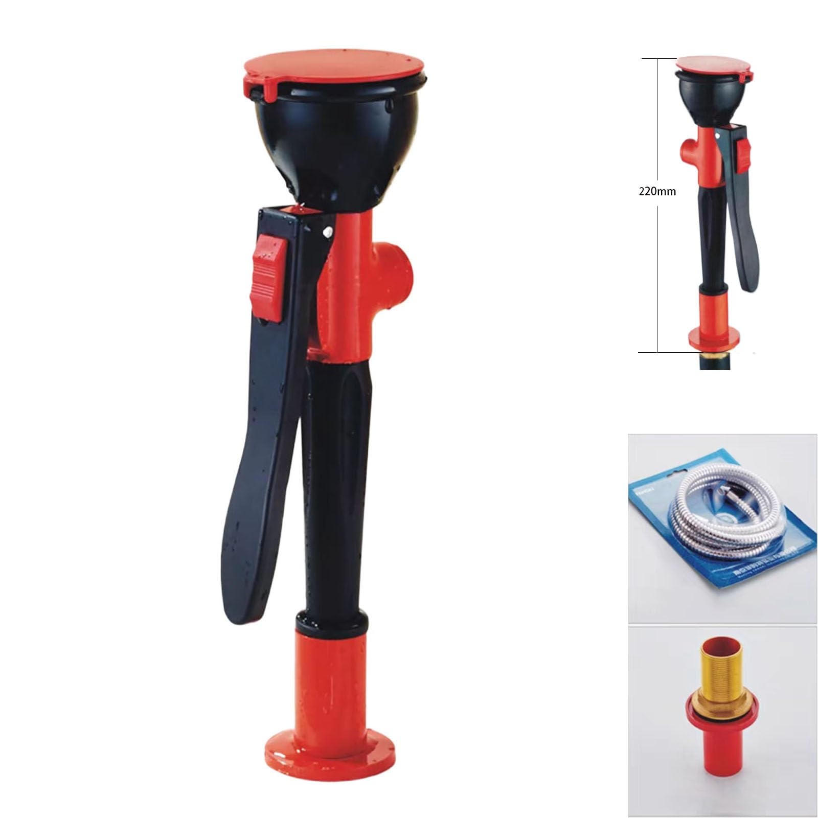 Lavaojos de emergencia con manguera de descarga – lavado de ojos y cara superior para laboratorio e industrial – fácil de instalar