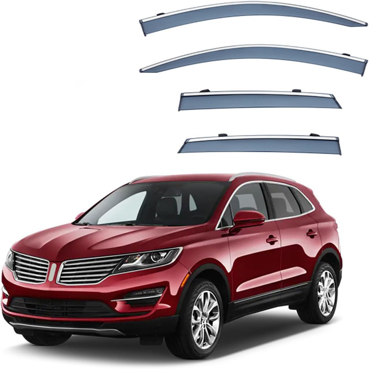 4 Pcs Wind Deflectors for Lincoln MKC MK1-2014-2017 2018 2019, Car Window Wind Deflector Visor Rain Smoke Guards Stick-On Car Accessories