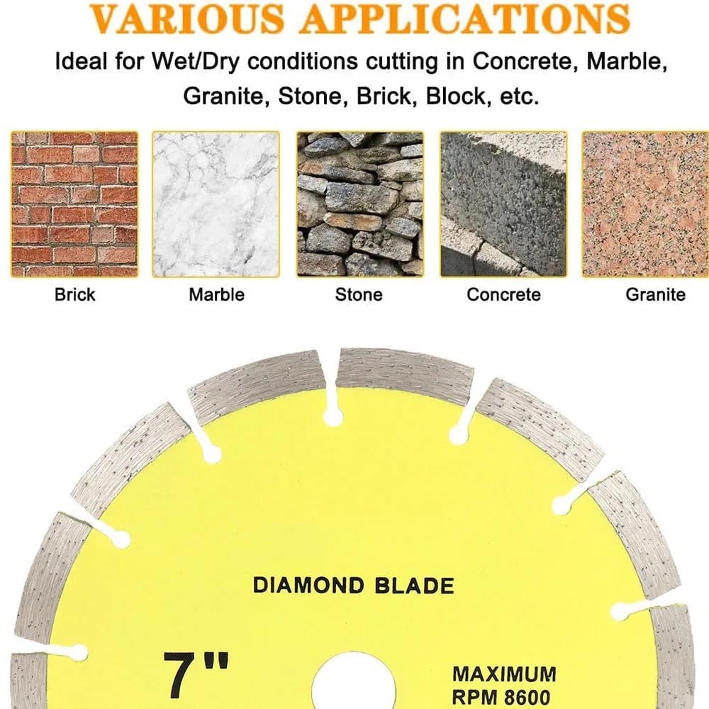 Discos de corte de diamante para amoladora angula Disco de corte de rueda de hoja de sierra de diamante de 105-230 mm for hormigón, mármol, mampostería, azulejos, ingeniería, corte en seco o húmedo, 1