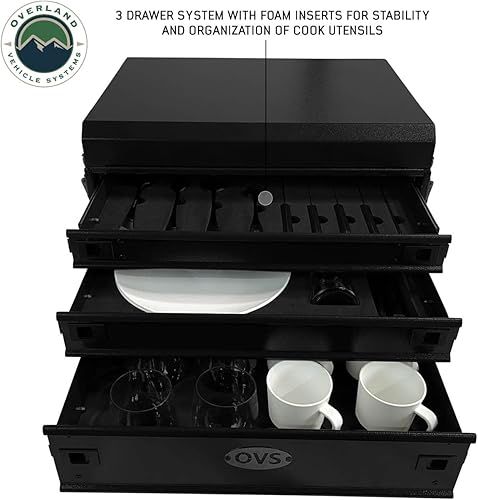 Miniatura 3 de Overland Vehicle Systems Ultimate - Juego de utensilios de 39 piezas, recubrimiento en polvo negro, universal, caja de almacenamiento de aluminio de