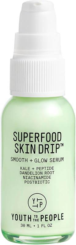 Superfood Skin Drip Smooth + Glow Face Serum (1 fl oz) | Barrier-Strengthening Face Serum for Dry Skin - 5% Niacinamide, 24H Hydration, Even Tone, Dewy Makeup Primer, All Skin Types