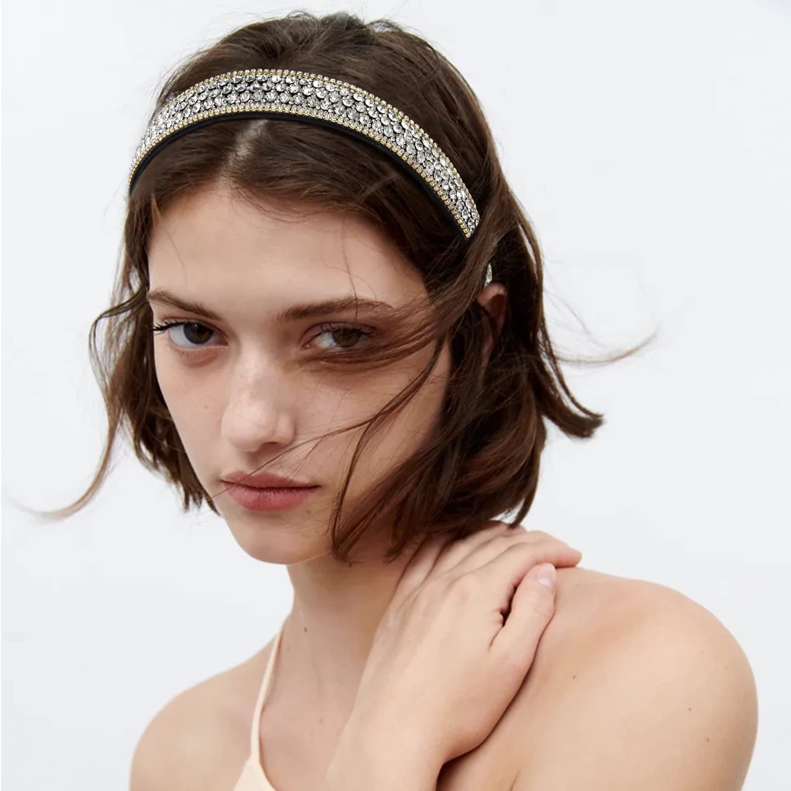 2 pezzi Fasce per capelli con strass per donne e ragazze, fasce
