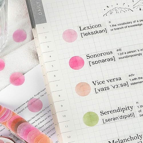 Miniatura 8 de YUBBAEX Fruits Candy - Juego de cinta Washi de 916 pulgadas, calcomanías redondas, 300 puntos de 3 rollos para planificador de diario, álbum de