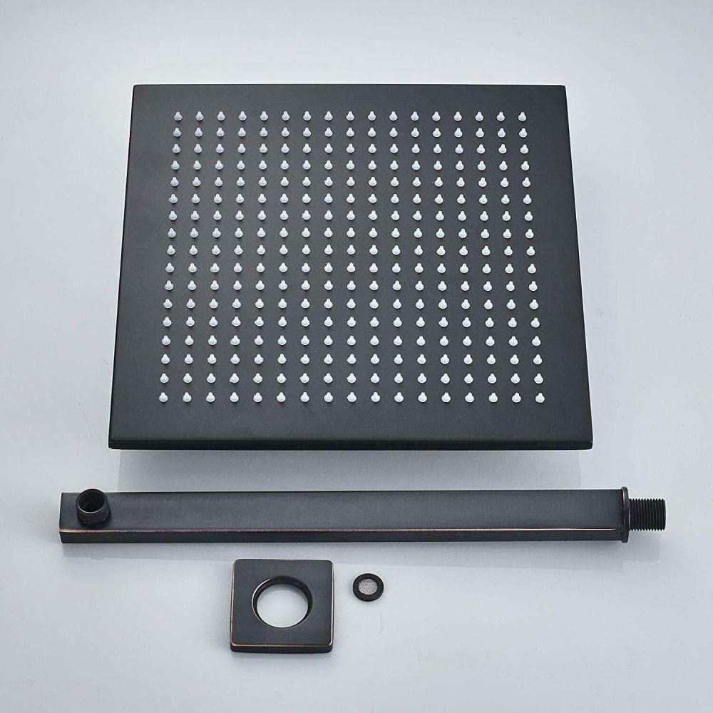 Set Doccia termostatico con Sistema di Massaggio a Pioggia a LED, Montaggio a Parete, Rubinetto Nero, 8 Pollici